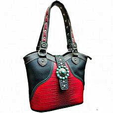 Western Handbag Red with Large Concho