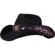 Crushable Felt Pinch Sheridan Embroidered Pink Cowboy Hat Wild Wild West