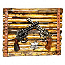 Old West Sheriff Double Gun Plaque