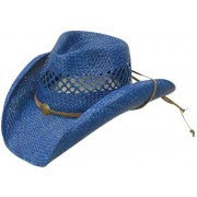 Blue Rafia Cowboy Hat
