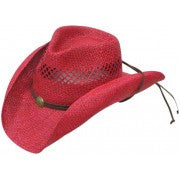 Raffia Red Cowboy Hat w/ Vent