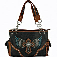 Western Handbag Cross Winged Brown