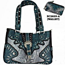 Western Handbag Turquoise with Buckle