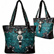 Western Handbag Turquoise Tooled