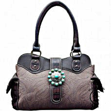 Western Handbag Grey with Concho