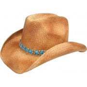 Rafia Turquoise Cowboy Hat