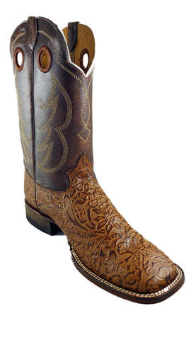 Square Toe Inlay Design Mens Boot