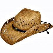 Raffia Tea Stain Cowboy Hat w/ Diamond Vent